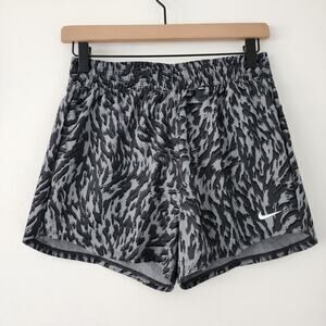 NEW Nike‎ One black cheetah animal print training shorts lined kids girls size L